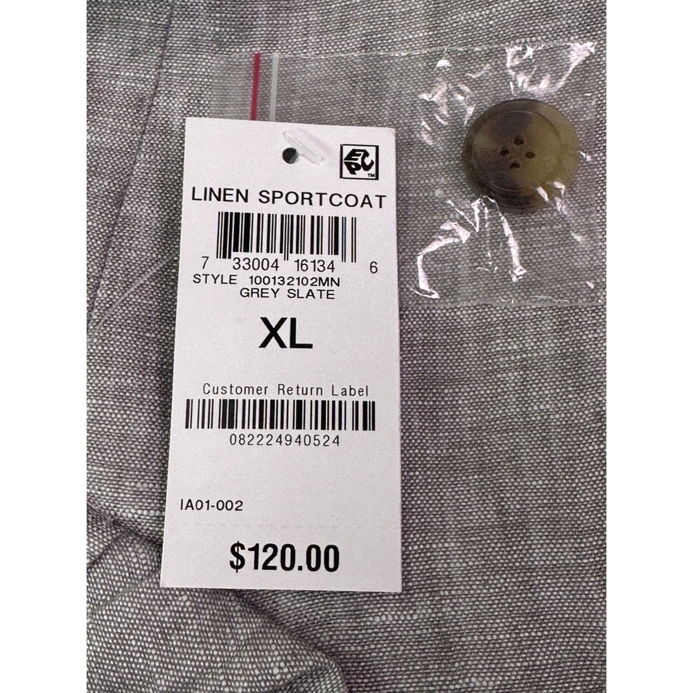 Club Room Luxury Mens XL Light Grey 100% Linen Two Button Sport Coat Blazer NWT - Picture 7 of 15
